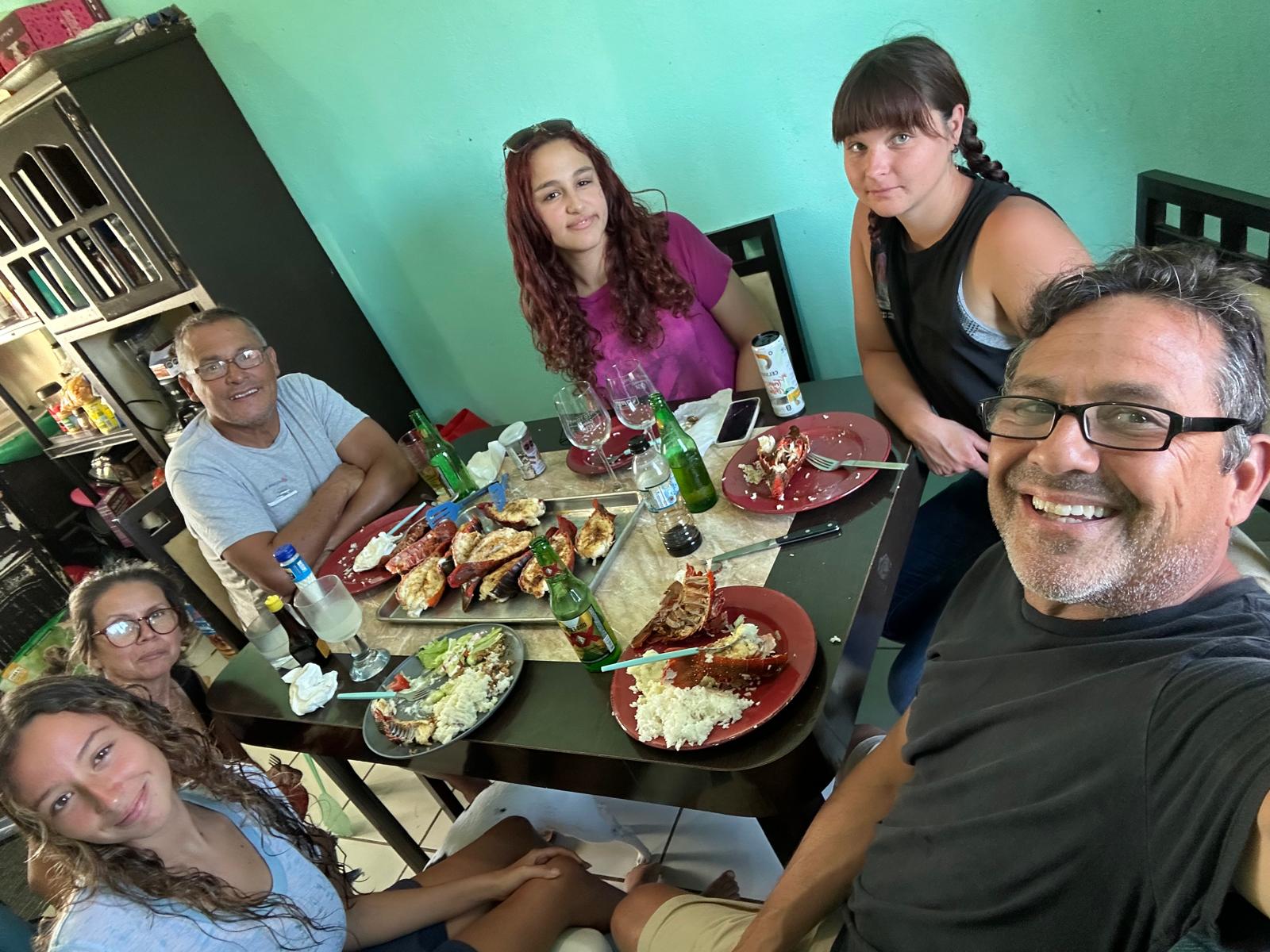 Family meal with seafood