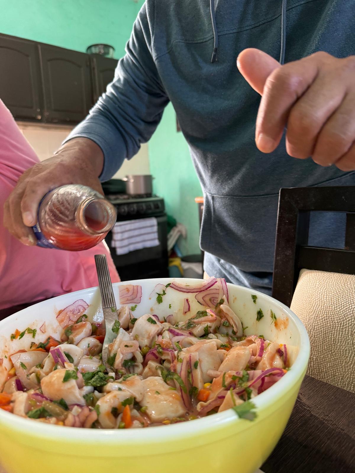 Seafood ceviche prepared at home